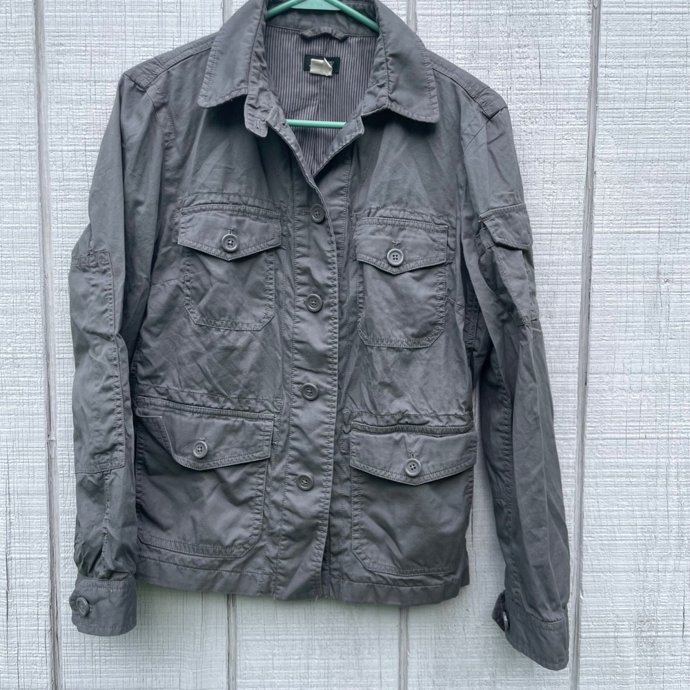 J. Crew Utility Jacket Military Style Four Pocket Gray Cotton XS